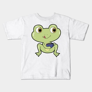 Frog with Cup of Coffee Kids T-Shirt